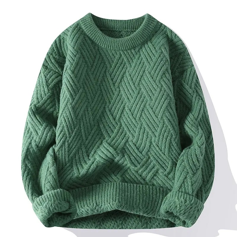 Custom Mens Crew Neck Long Sleeve Pullover Sweater Polyester 3D Letter Jacquard Pattern Mens Knitted Sweaters – Sweater and Jacquard Sweater price