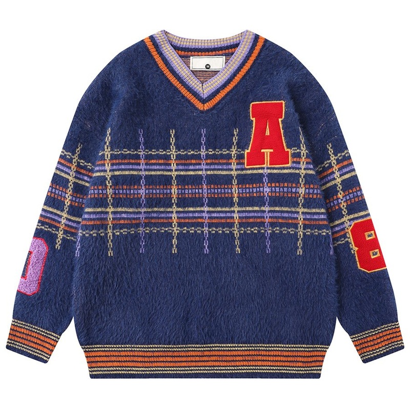 European V-Neck Pullover Sweater, Warm Knit Sweater for Men – Kniited Sweater and Cartoon Sweater price