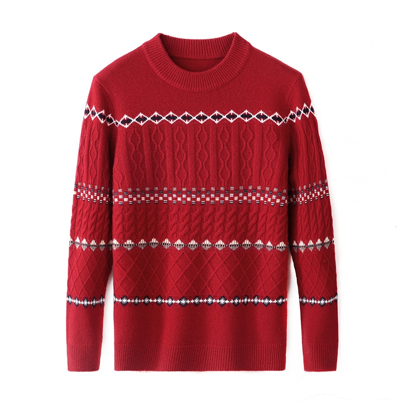 Fashion Knitwear Jacquard Christmas Men Knitted Pullover Sweater Male Knit Clothes – Sweaters and Mens Christmas Red Sweater price|Shanghai, China