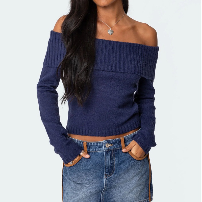 Fashion Long Sleeves Knitwear Casual Ladies Tops Women Jumper Ladies Sweater Customize – Sweater and Knitwear price