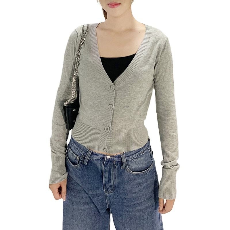 Hot Sale Spring Summer Womens V-Neck Thick Knitted Cardigan Sweater – Women Sweater and Knitted Cardigan price