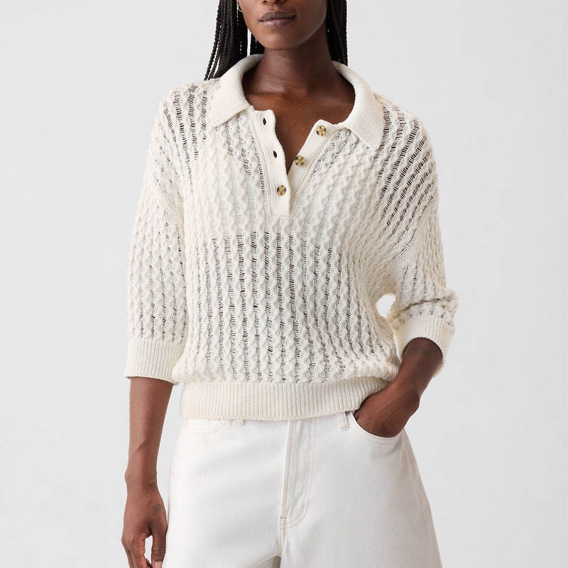 Lady Short Sweater Custom Autumn Womens Cable Knit Long-Sleeve Sweater Lapel Textured Twisted Knit – Womens Sweater and Pullover Sweater price