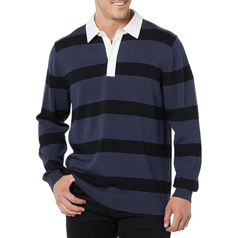 Men Knitted Pullover Sweater Srtiped Sweater Men Rugby Sweater – Men Sweater and Casual Pullover Sweater price