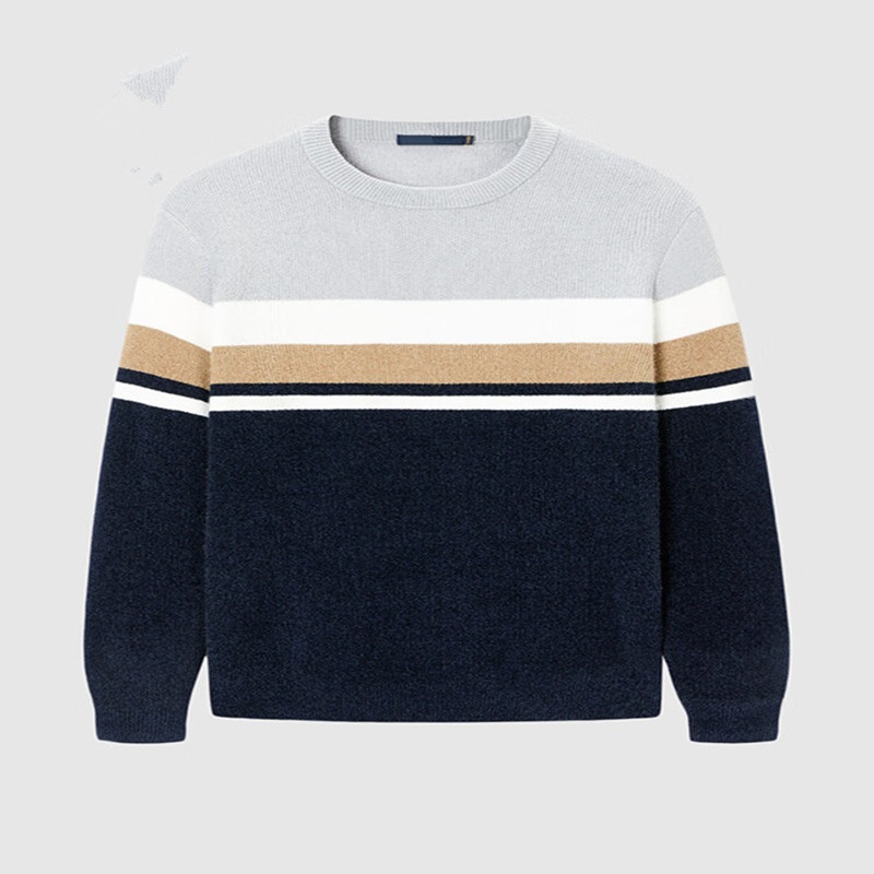 Mens Classic Round-Neck Long-Sleeved Knitted Fashion Patchwork Casual and Warm Pullover. Its a Customized Style and Resistant to Pilling. – Sweater and Sweater with a Collar price