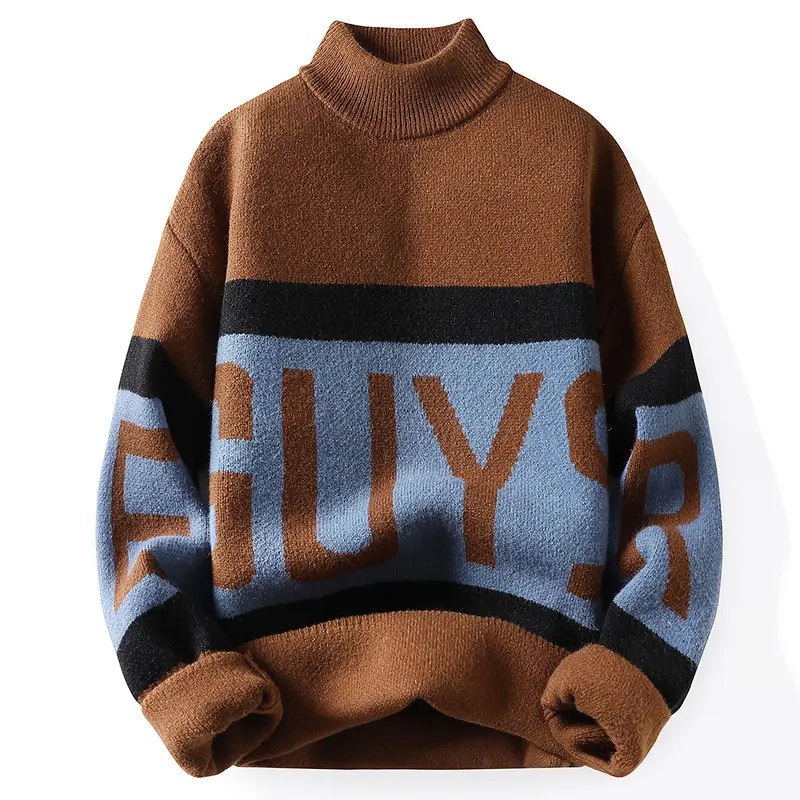 Sweater Men Cotton Pullover Turtleneck Warm Knitted Fashion Men Clothes Knit Sweater – Sweater and Knit Sweater price