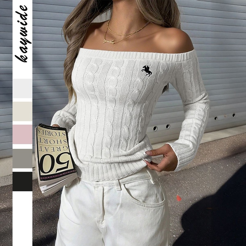 Trendy One-Shoulder Knit Sweater for European and American Fashion – Knit Sweater price
