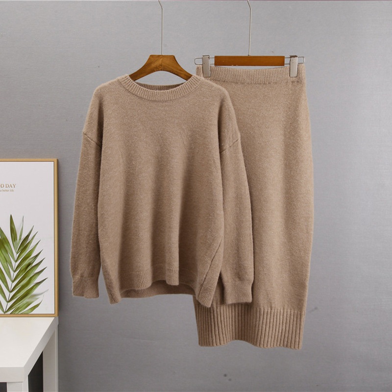 Wholesale Lady Knitted Twinset Clothes Womens Plain Blank Skirt Sweater Set – Women Oversized Front Open Cardigan and Women Cardigan price