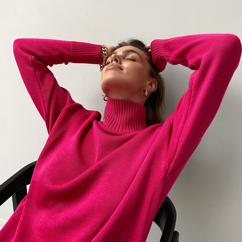 Wholesale No MOQ Viscose High Neck Sweater  Loose Fit Knitwear Perfect for Year-Round Styling – Wholesale Sweater and High Neck Sweater price