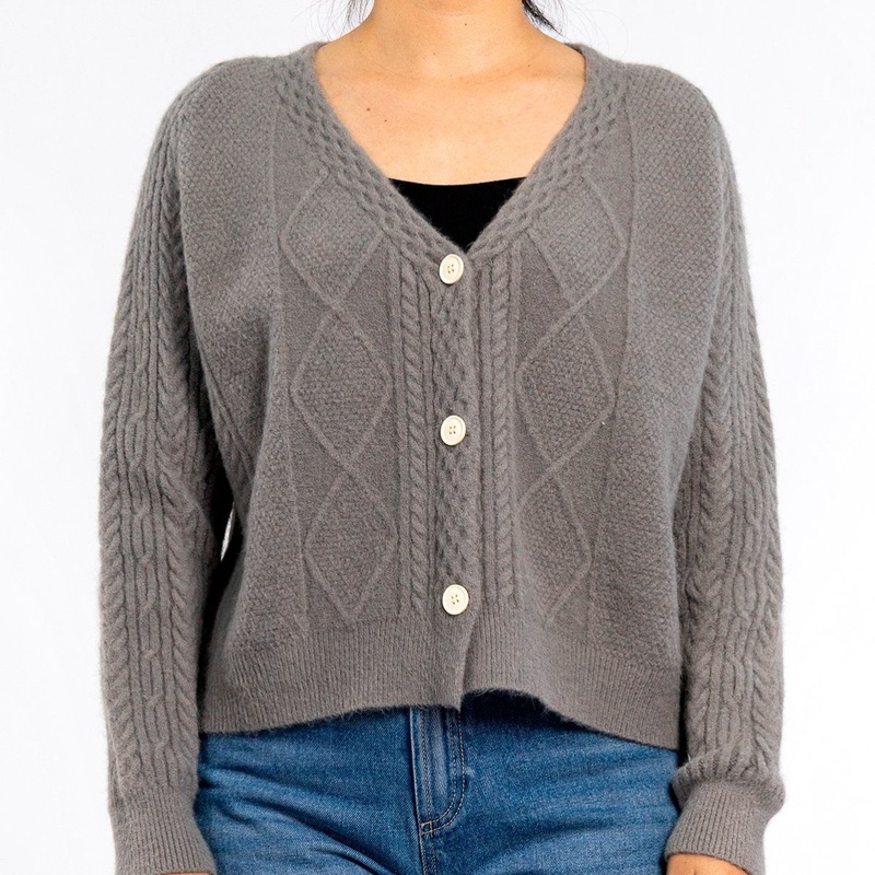 Winter Knitted V-Neck Soft Yarn Twist Twine Loose Long Sleeve Cardigan Sweaters for Women – Women Cardigan and Knitting Cardigan price