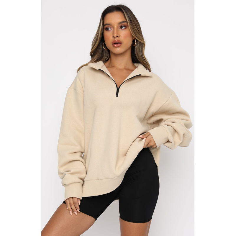 Women Autumn New Style Casual Top Half Pullover Long-Sleeved Cotton Flannel Lady Sweatshirt – Sweater and Hoody Wear price