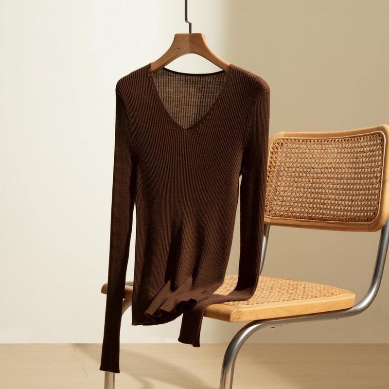 Womens Ultra-Soft Merino Wool Sweater: Seamless V-Neck Slim Basic Top – Wool Sweater and Womens Sweater price