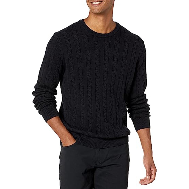 Black Knitted Classic Wholesale Soft Stretchy Sweaters for Custom – Jacquard Sweaters and Sweater price