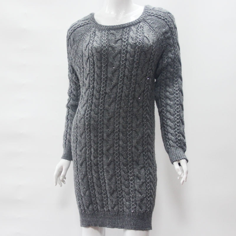 Classic Twist Pattern Winter Ladies Knitted Long Pullover Women Knitting Long Sleeve Round Neck Sweater OEM Service – Sweater and Ladies Sweater price