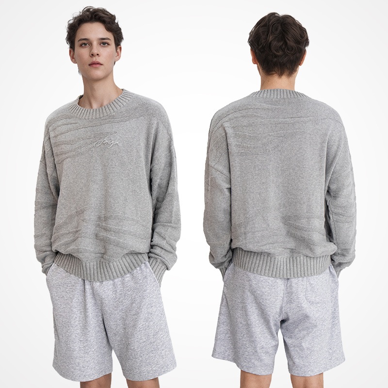Customized 100% Cotton Pullover Mens Casual Sweater Jacquard Knitting Unisex Sweater – Knit Sweater and Customized 100% Cotton price