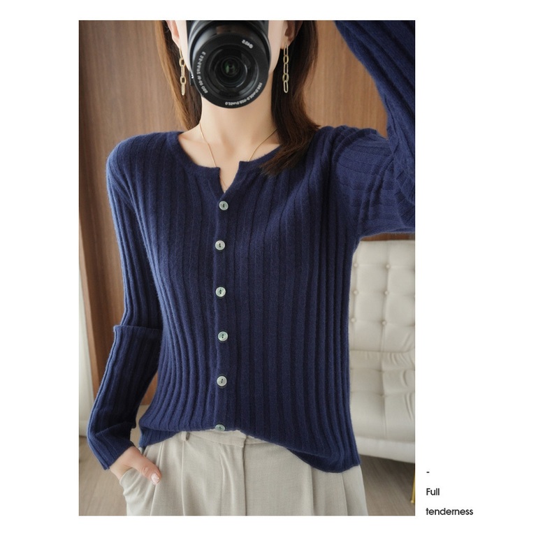 Drawn Cardigan Women Outerwear Long Sleeve Round Neck Slim Knitted Sweater – Ladies Sweater and Crochet Sweater price