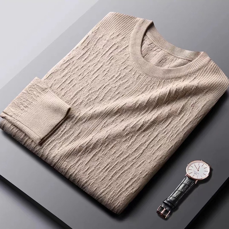 High-End Custom-Made Knitwear Men Fall Winter New Trend Casual Round Neck High-End Jacquard Sweater Mens Fashion Primer – Sweaters and Knit Sweater price|Shanghai, China