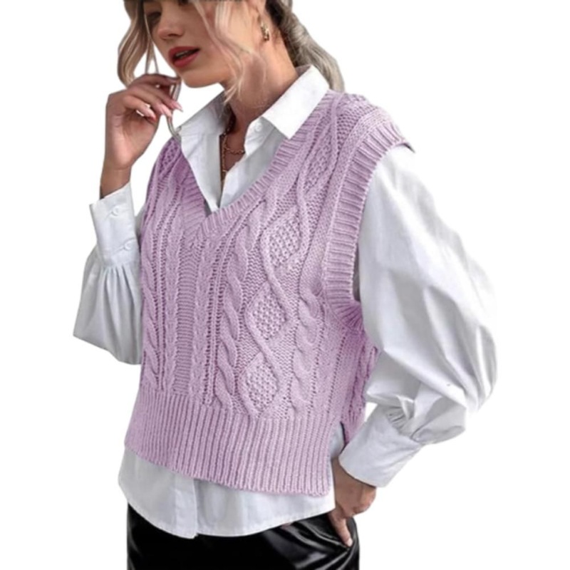 Hot-Selling Premium Quality Basic Staple Buttonless Sleeveless Knit Layering Women Sweater Vest – Sweater and Knitted Sweater price