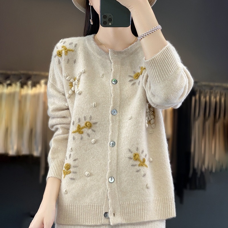 Loose Wool Sweater with Crocheted Long Sleeves – Crocheted Wool Sweater and Long Sleeve Wool Sweater price