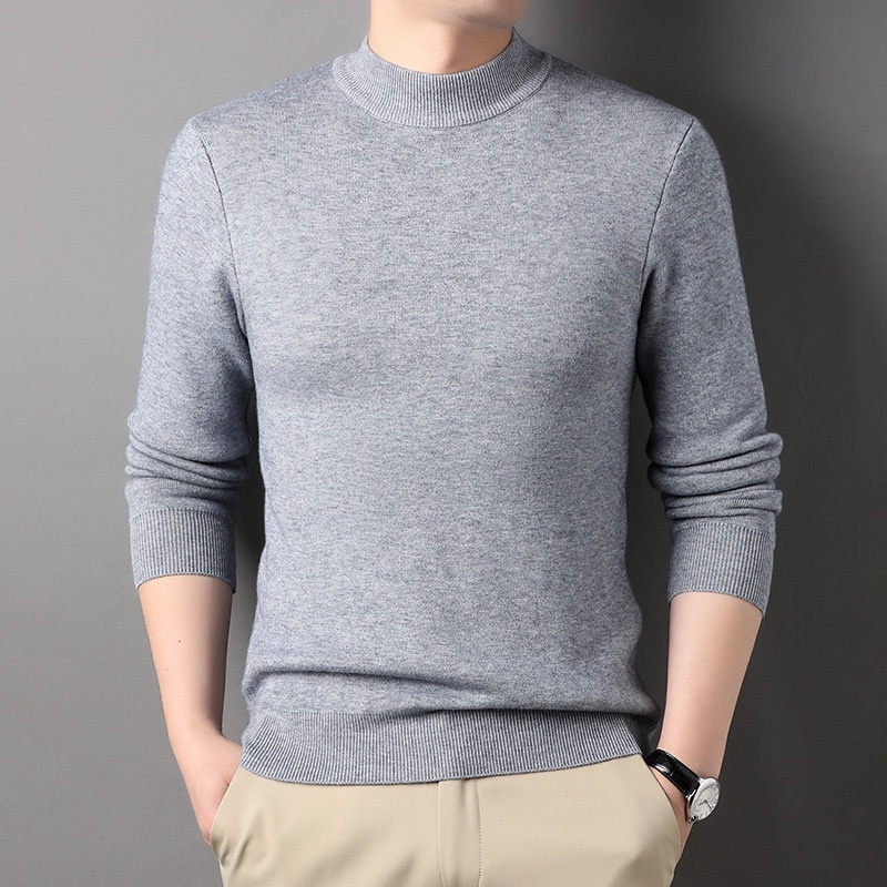 Mens Solid Color Mock Neck Knit Sweater Stylish Inner Layer, Wholesale & Customization Available – Sweater and Sweater with a Collar price