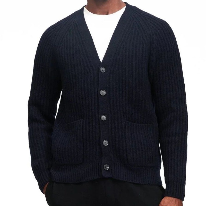Merino-Wool & Cashmere Button-Front Fisherman-Rib Raglan-Sleeve 7gg Jumper Sweater Cardigan – Sweater and Cardigan price|M or L