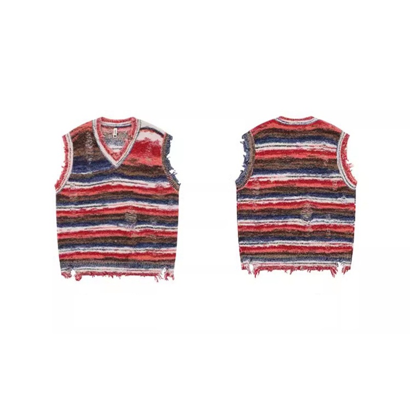 New Style Mens Scratched Tie Dye Fashion V-Neck Mixed Color Sweater Vest – Sweater Vest and Mens Vest price