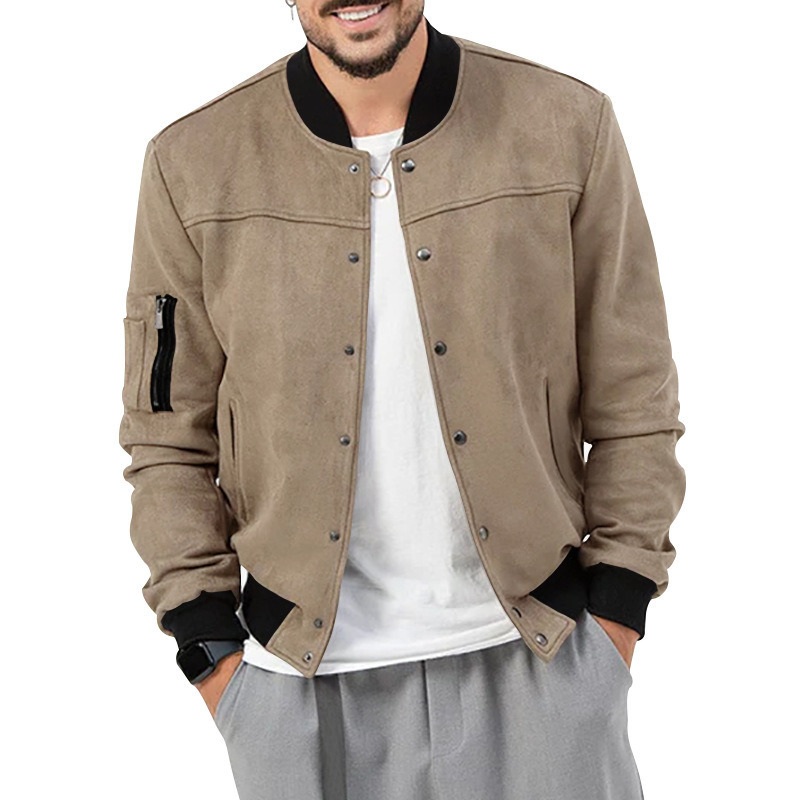 Wholesale Autumn and Winter Suede Stand Collar Mens Wear Cardigan Jacket – Jacket Camouflage Sale and Motorcycle Jacket price