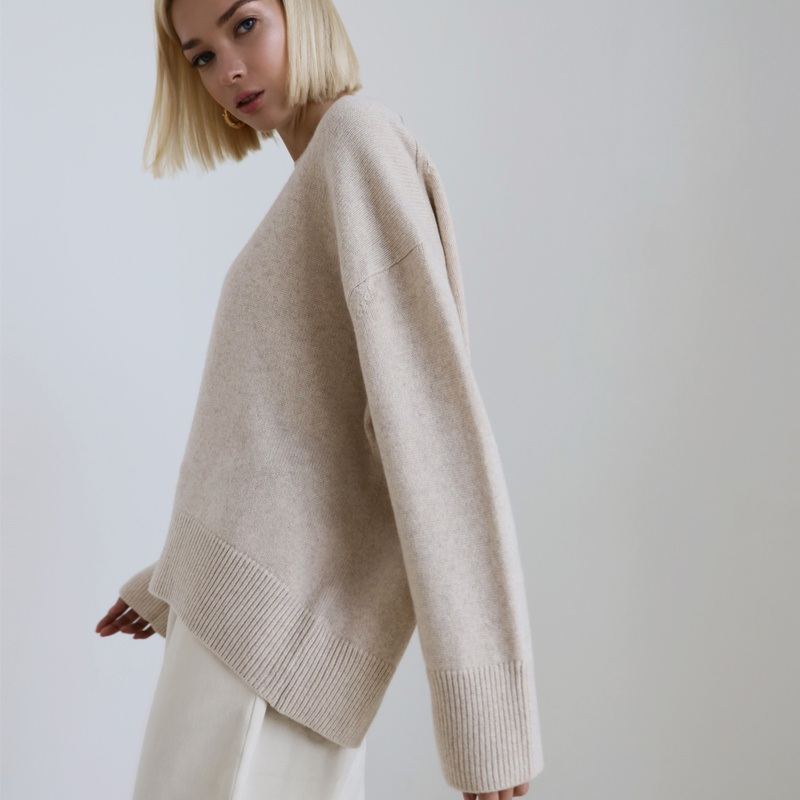 Wholesale & Retail Loose Fitting Blue Sweater: Viscose Fabric, Soft and Comfy Round Neck Ribbed Pullover in Pure Color, No MOQ – Loose Fitting Pullover and Soft Comfy Pullover price