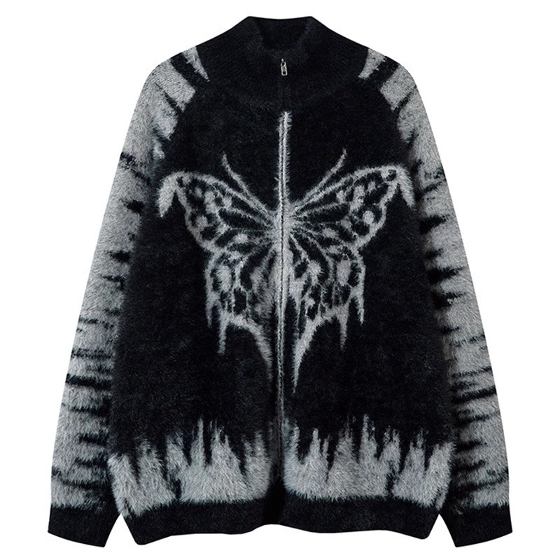 Casual High Collar Ladies Fashion 100% Cashmere Cardigan with Metal Zipper – Jacquard Cardigan and Zipper up Cardigan price