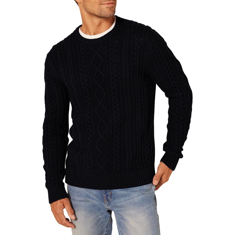 Clothing Factory Customized Mens Long-Sleeve 100% Cotton Fisherman Cable Crewneck Sweater – Sweater and Mens Sweater price