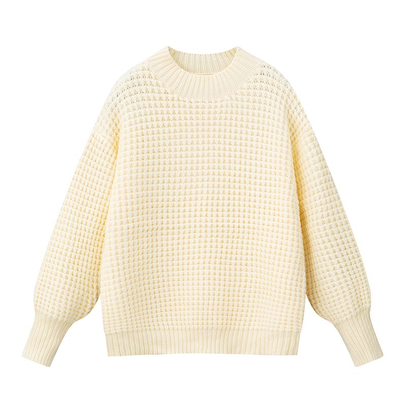 Custom America Puff Sleeve Oversize Knit Womens Sweaters Pullover Crew Neck Waffle Knit Sweater – Puff Sweater and Puff Print Crewneck Sweater price