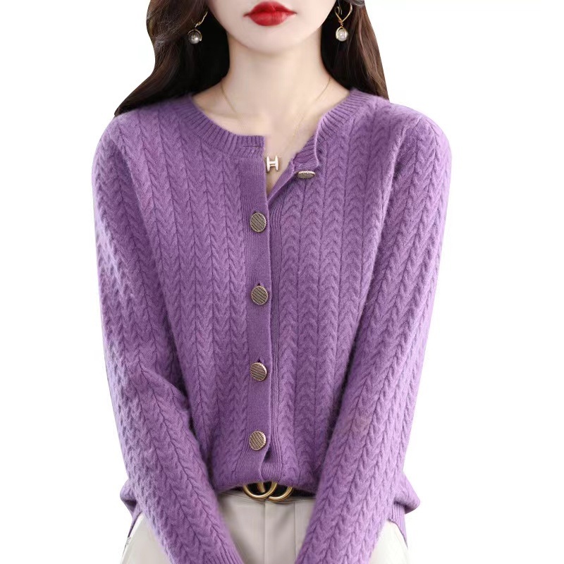 Fashion Casual Solid Long Sleeve Sweater Street Knitted Womens Cardigan – Sweater and Cardigan price