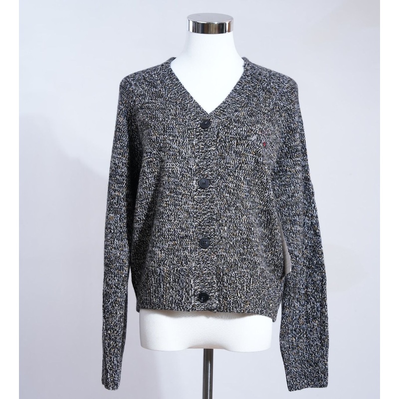 Marled Grey Womens Pure Wool Winter Cardigan 397g Black White Blended Yarn Cozy – Cashmere Sweater and Womens Sweater price