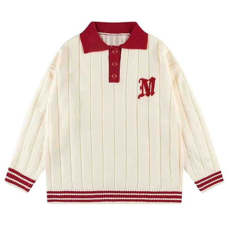Mens Youth Customized Knitted Shirt Polo Neck Spring Autumn Long-Sleeved Knitted Wool Sweater Plaid Letter Polo Neck Sweater for Men – Customized Sweater and Fall Sweaters price
