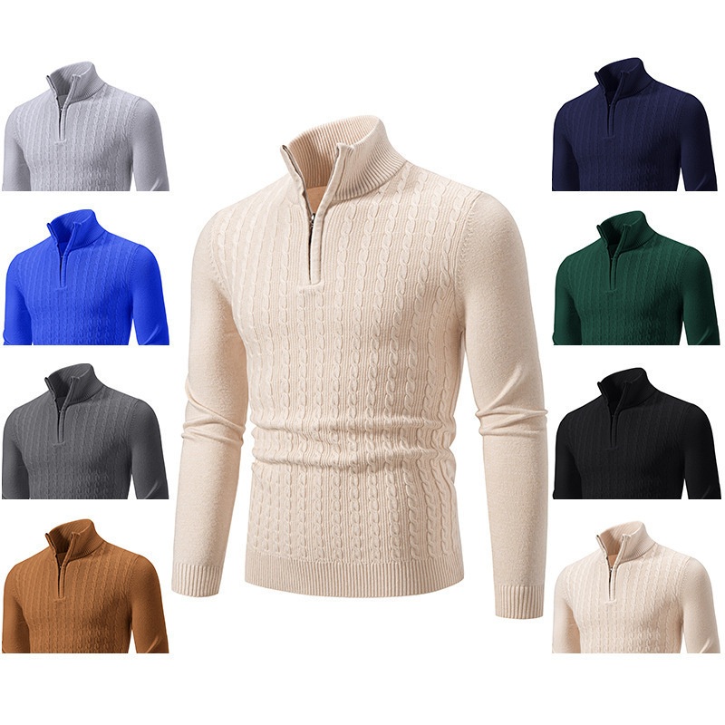 New Men&rsquor; S Autumn/Winter Knits: Solid – Color Turtleneck, Pullover Sweater & Casual Outerwear. – Sweater and Sweater with a Collar price