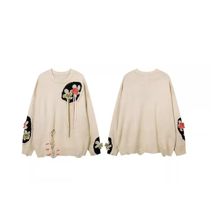 New Style Fashion Pull Over Round Neck Applique Sweater for Young Lady – Lady Sweater and New Style Round Neck Sweater price