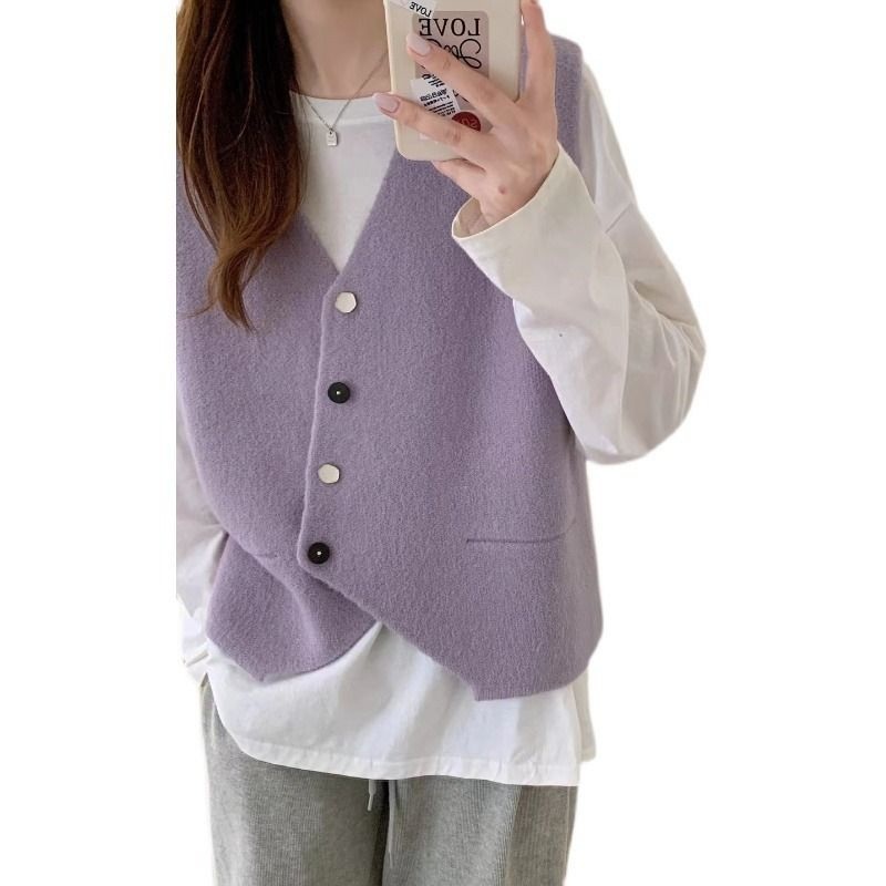 Nnr Customized OEM Ladies Sleeveless Loose Outer Wear Vest Cashmere Waistcoat Women Drawstring Cardigan Sweater Top – Sweater and Women Sweater price