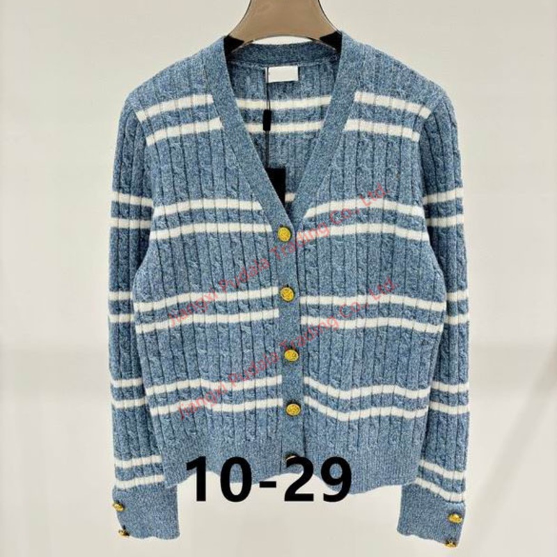 Striped Jacquard V-Neck Buttoned Knitted Cardigan Sweater Cozy Two-Tone Womens Wool Knitted Sweater – Sweater and 1: 1 Sweater price