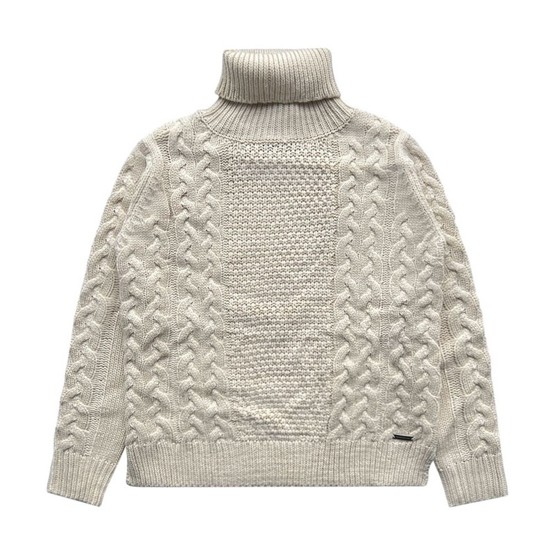Wholesale Custom Turtle Neck Oversized Beige Ribbed Pullover Fashion Design Sweater – Sweater Men and Mens Sweater price