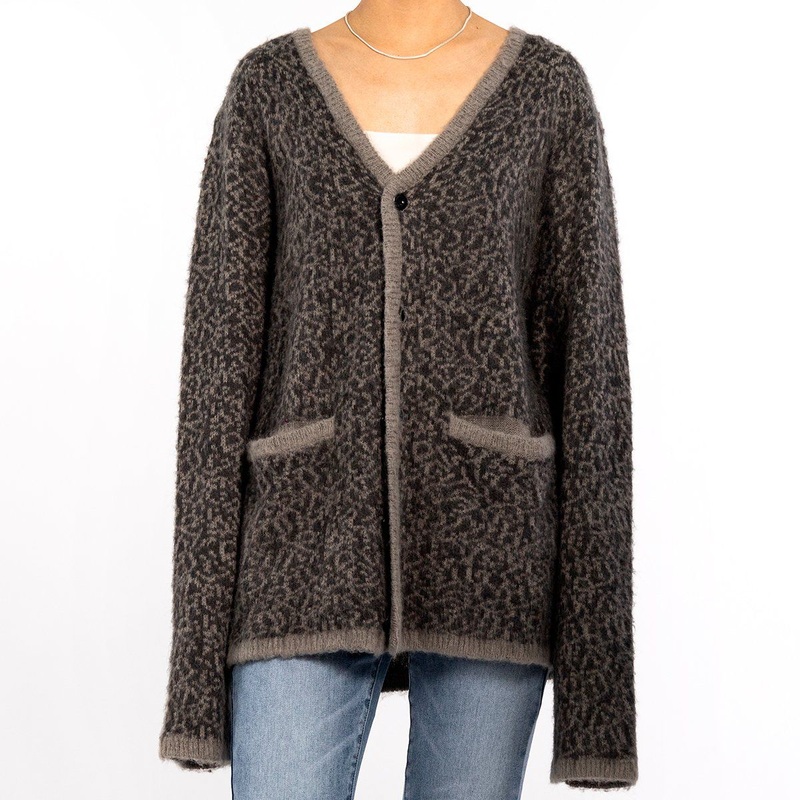 Winter Leopard Print Knit Jacket V-Neck Long Sleeve Plus Size Cardigan Sweaters for Women – Women Sweater and Ladies Cardigan price