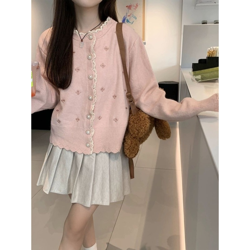 Women Autumn Wool Knitted Cardigan Round V Neck Sweater Long Sleeve Fashion Simple Custom Cardigan Sweater – Wool Knitted Cardigan and Women Cardigan Coat price