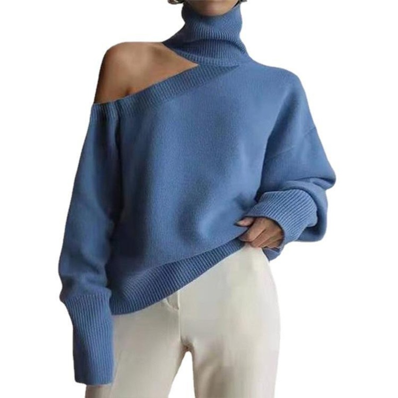 Women Hollow out Design Strapless Turtleneck Sweater for Ladies – Women Sweaters and Hollow out Sweater price