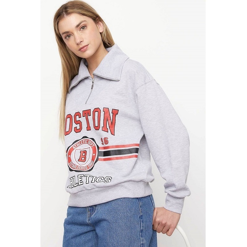 Women Pullover Printed Semi Zipper Sweatshirts – Pullover and Sweatershirts price