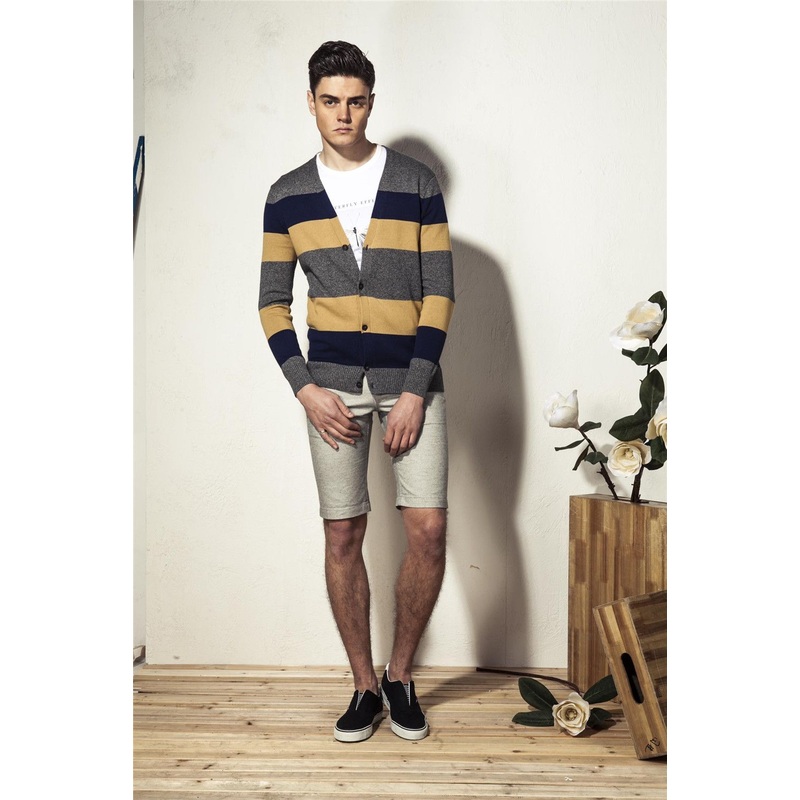 100%Cotton V-Neck Striped Knit Men Cardigan Knitwear with Button – Sweater and Cardigan price