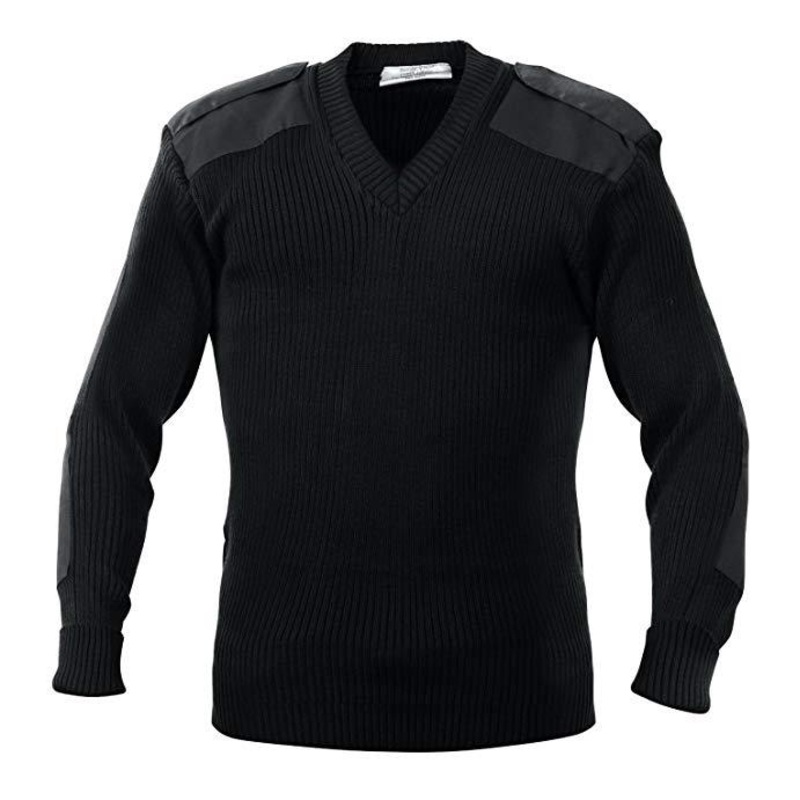 Black Training Sweater with Epaulettes Ribbed Pullover – Sweater and Pullover price
