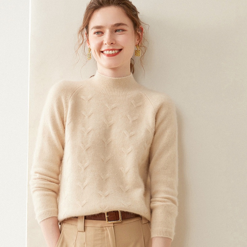 Cashmere Half-High Neck Pullover Thickened New Knitted Sweater for Lady – Everyday Clothing and Womens Garments price