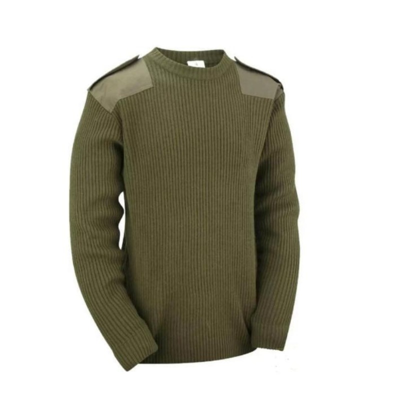 Classic Style Crew Neck Pullover Tactical Jersey Green Sweater Wool Blend – Tactical Pullover and Pullover price