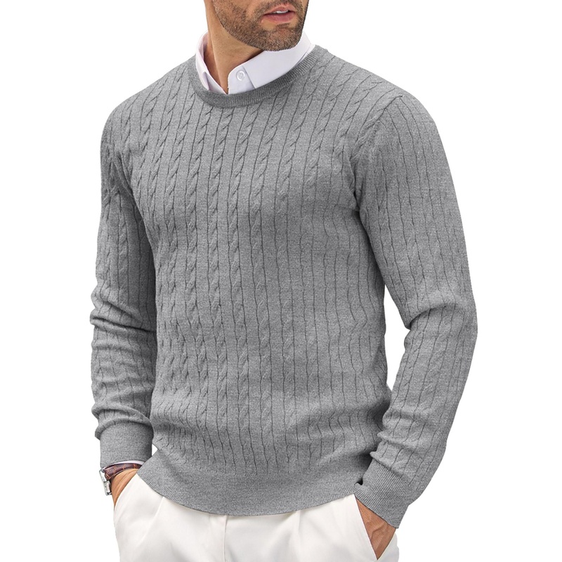 Clothing Factory Customized Mens Crewneck Knit Sweater Slim Fit Lightweight Casual Twist Patterned Cable Knitted Pullover – Sweater and Mens Sweater price