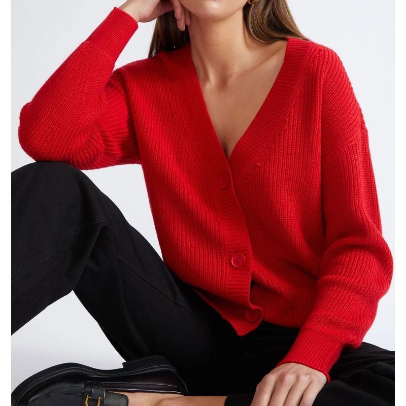 Cozy Ribbed Knit Sweater Classic V-Neck Buttoned Cardigan – Custom and Dress price