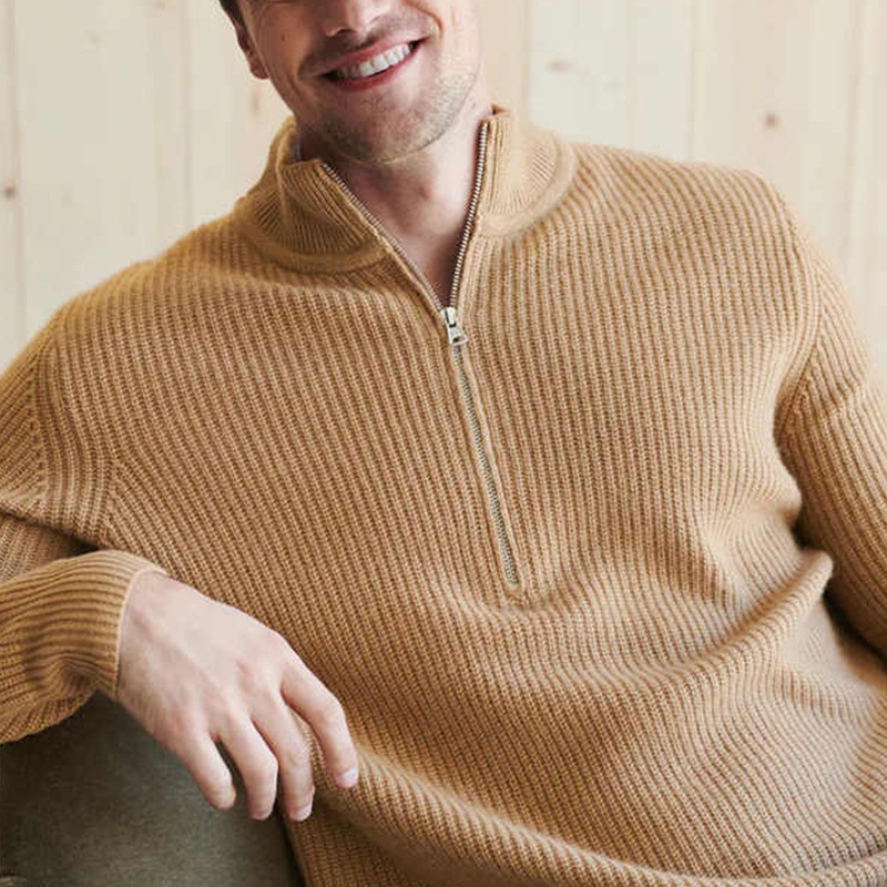 Custom Mens Woolen Pullover Half Turtleneck Sweater with Geometric Cable Twisted Half Zipper for Winter Season – Turtleneck Sweater and Mens Woolen Pullover price|<span style="color:|000000;"><span style="font-style:normal;"><span style="text-decora
