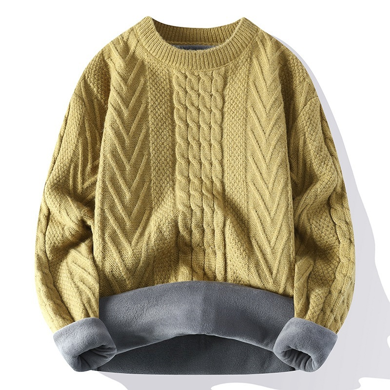 Hot Sale Long Sleeve Mens Sweater Round Neck Knitted Thickened Fluff Knitwear – Mens Knitted Sweaters and Knitwear Men price